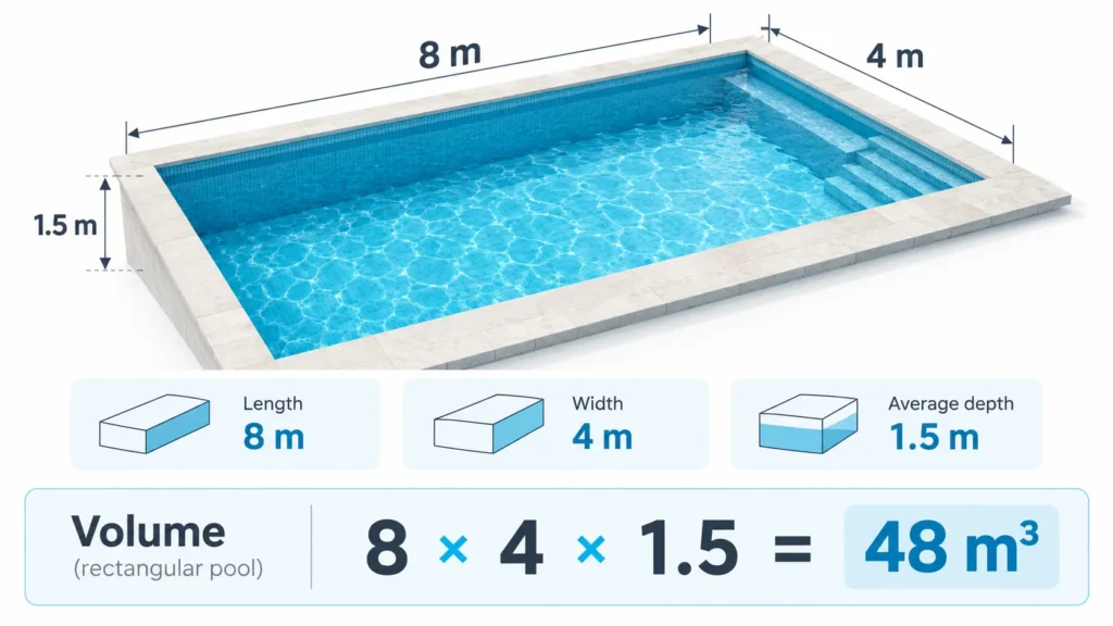 Cómo calcular los metros cúbicos de una piscina según largo, ancho y profundidad